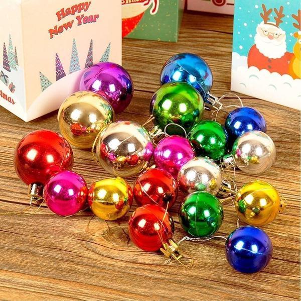 Yıllbaşı Çam Ağacı Süsü Renkli Toplar Noel Ağacı Süsü 12 Li 3 cm - Image 1