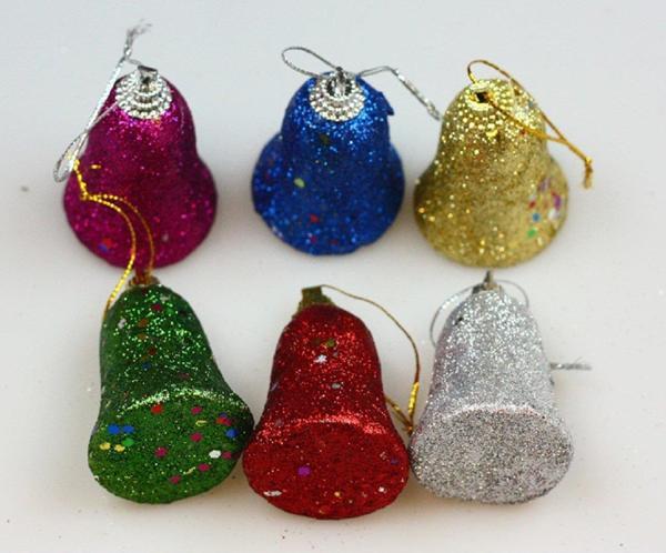 Yıllbaşı Çam Ağacı Süsü Simli Çan Noel Ağacı Süsü 6 Lı 5 cm - Image 1