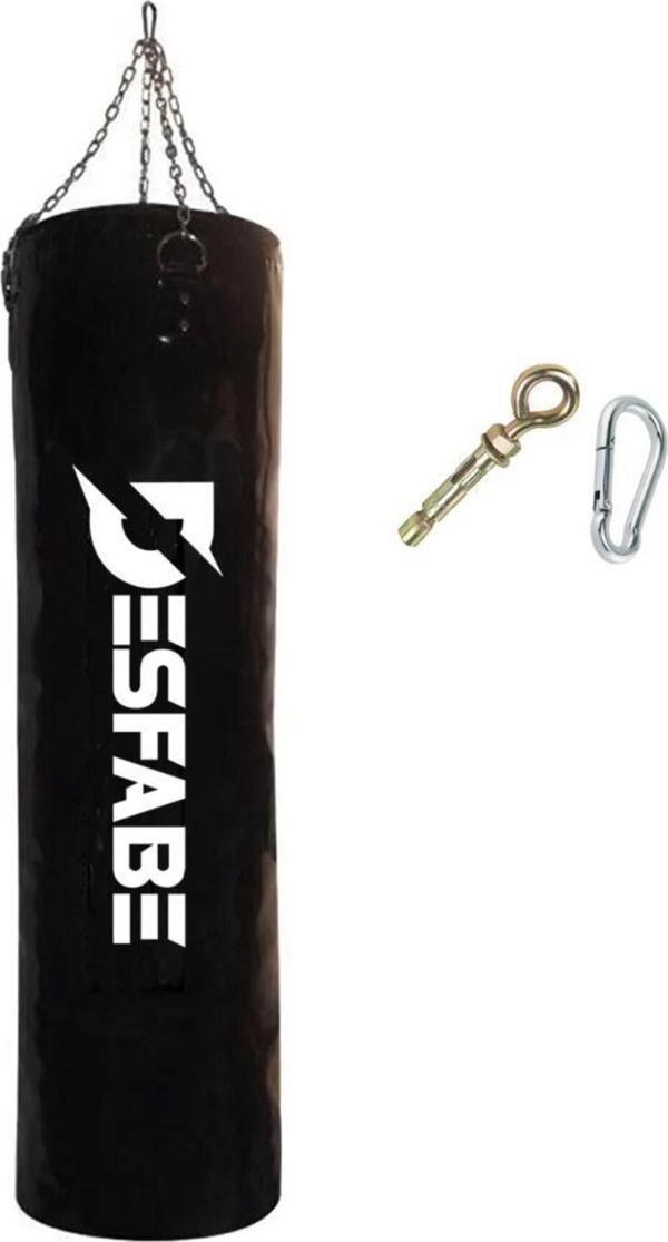 Desfabe Boxing Star 120X32 Cm Zincirli Boks Kum Torbası Siyah Askı Aparatı - Image 1