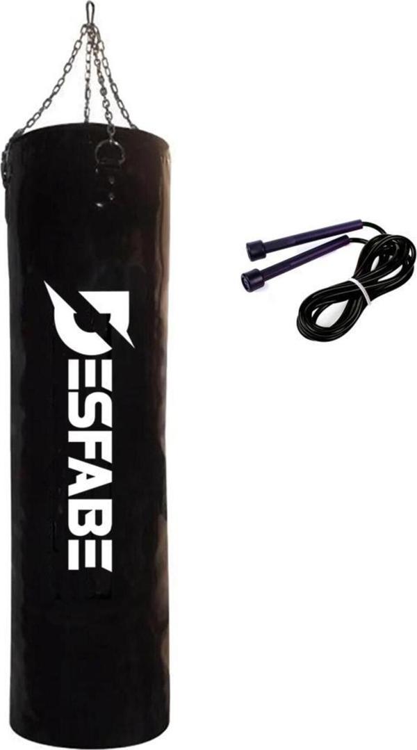 Desfabe Boxing Star 120X32 Cm Zincirli Boks Kum Torbası Siyah Atlama Ipi - Image 1