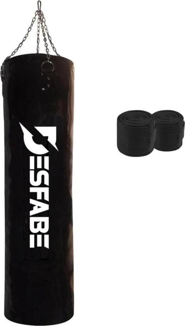 Desfabe Boxing Star 120X32 Cm Zincirli Boks Kum Torbası Siyah El Sargı Bandajı - Image 1