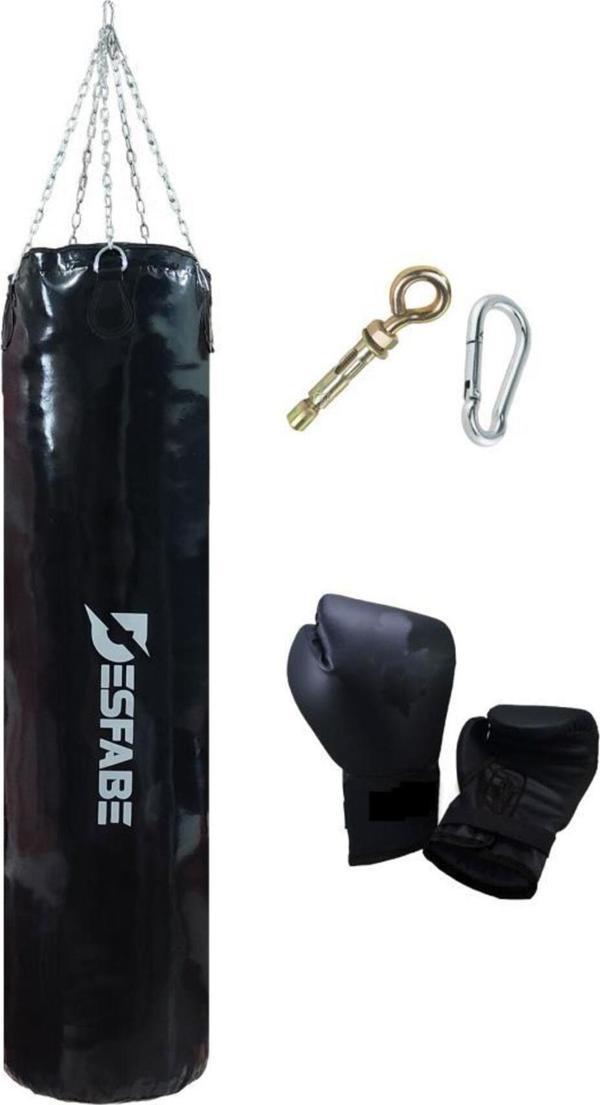 Desfabe Boxing Star 150X38 Cm Zincirli Boks Kum Torbası Siyah Askı Aparatı Boks Eldiveni - Image 1