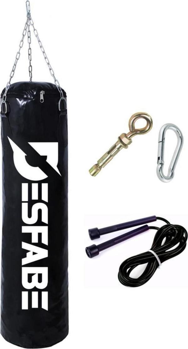 Desfabe Boxing Star 70X25 Cm Zincirli Boks Kum Torbası Siyah Askı Aparatı Atlama Ipi - Image 1
