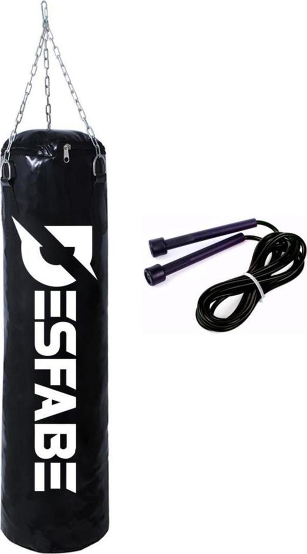 Desfabe Boxing Star 70X25 Cm Zincirli Boks Kum Torbası Siyah Atlama Ipi - Image 1