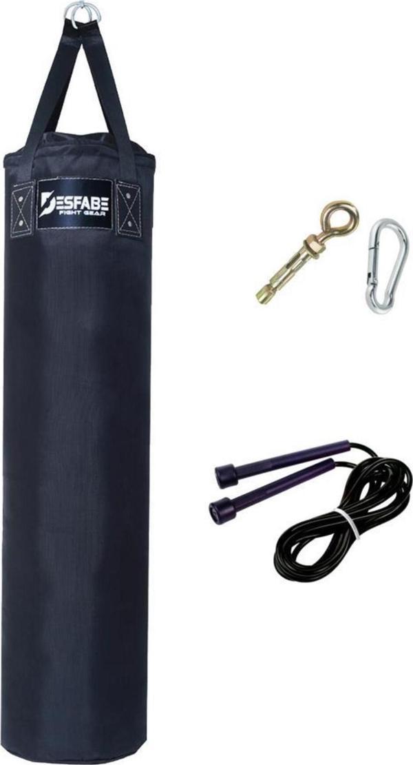 Desfabe Polydes 120X30 Cm Kolonlu Boks Kum Torbası Siyah Askı Aparatı Atlama Ipi - Image 1