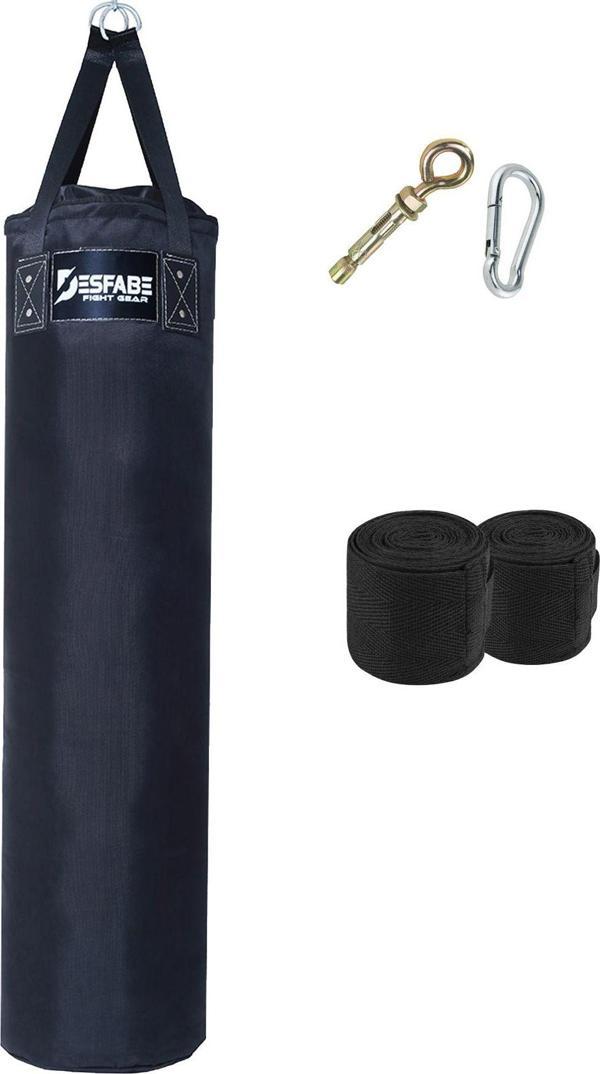 Desfabe Polydes 120X30 Cm Kolonlu Boks Kum Torbası Siyah Askı Aparatı El Sargı Bandajı - Image 1
