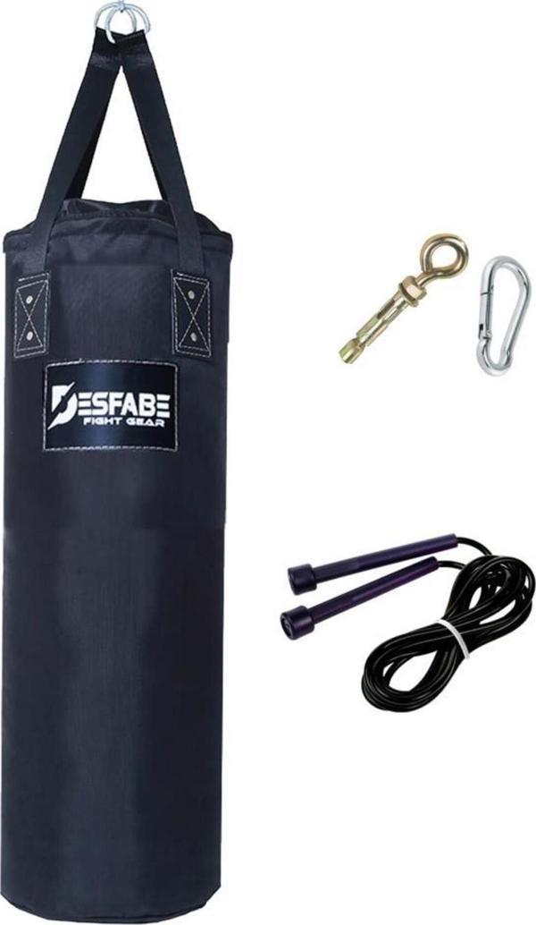 Desfabe Polydes 80X25 Cm Kolonlu Boks Kum Torbası Siyah Askı Aparatı Atlama Ipi - Image 1