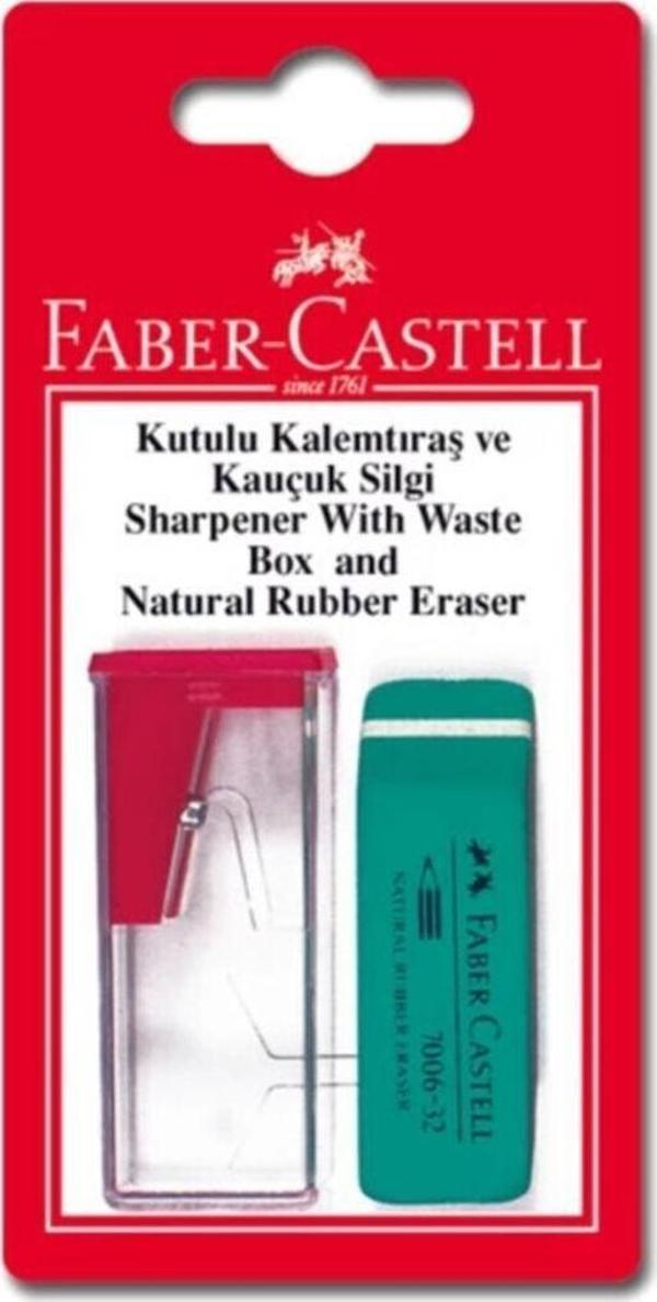 Faber-Castell Bls. Kutulu Kalemtıraş + Silgi Seti Siyah Kalemtıraş - Image 1