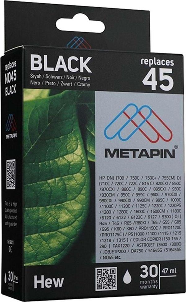HP-45 Pastal Çizim Uyumlu Plotter Makinesi Mürekkep Siyah Kartuş Ink 51645A - Image 1