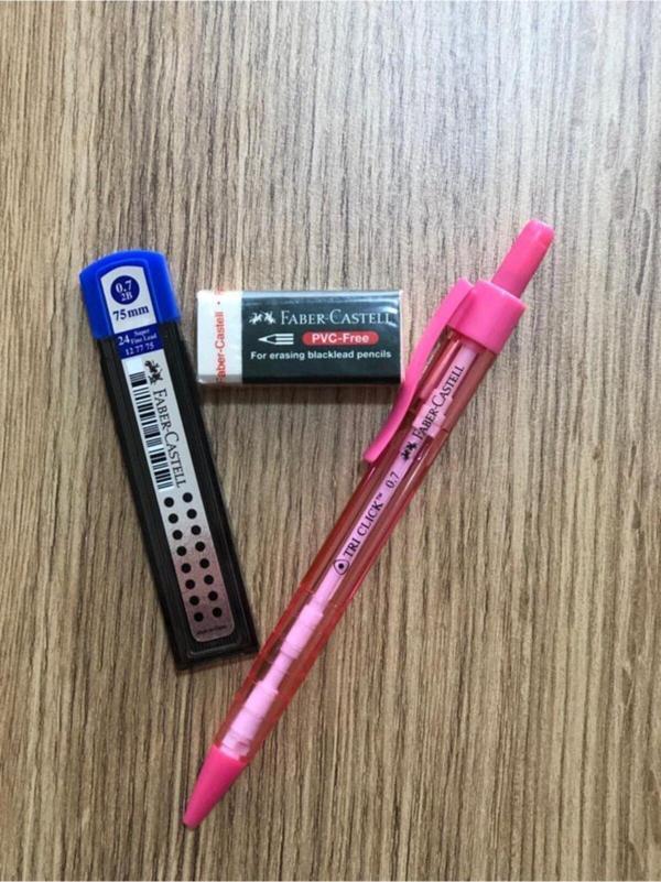 Faber-Castell Tri Click 0.7Mm Uçlu Kalem-Silgi-Uç Seti Pembe - Image 1