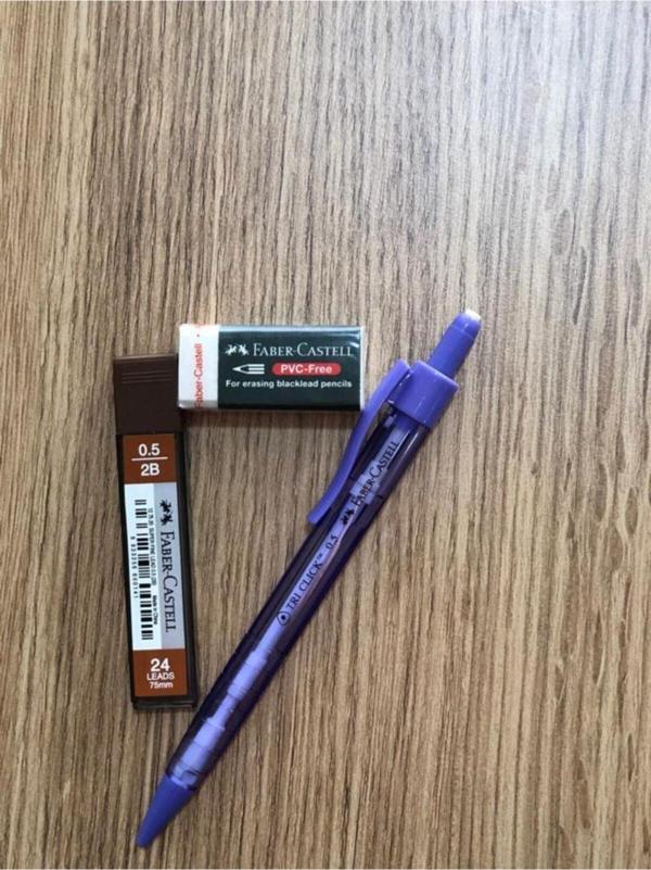Faber-Castell Tri Click 0.5Mm Uçlu Kalem-Silgi-Uç Seti Mor - Image 1