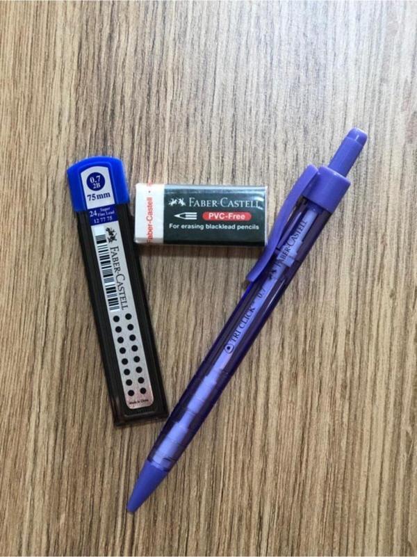 Faber-Castell Mor Tri Click 0.7 Mm Uçlu Kalem Silgi Uç Seti - Image 1