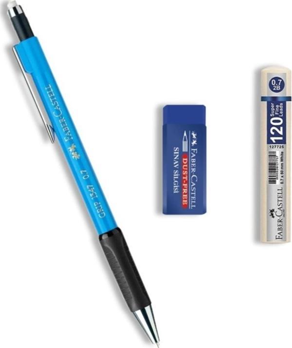 Faber-Castell Grip 1347 Uçlu Kalem Açık Mavi 0.7 Mm + Uç + Sınav Silgisi - Image 1
