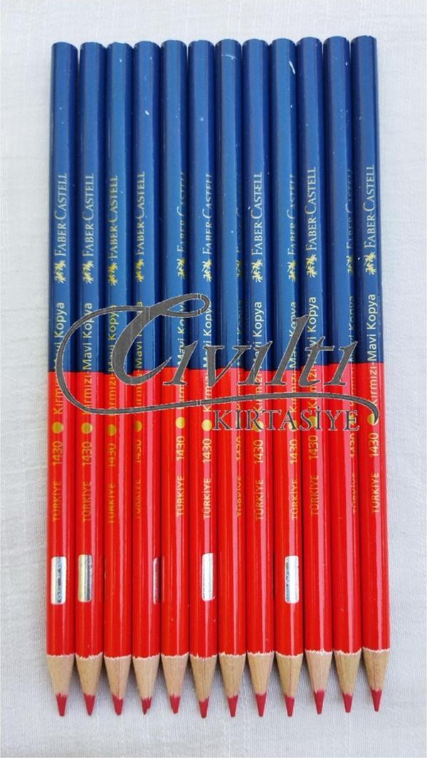 Faber-Castell Mavi-Kırmızı Kopya Kalemi 12'Li - Image 1
