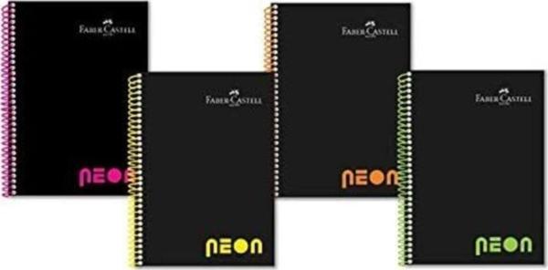 Faber-Castell Defter Neon A4 80 Yaprak Kareli Plastik Kapak Spiralli - Image 1