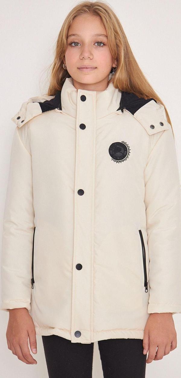 Kız Çocuk Elyaf Dolumlu Çıkarılabilir Kapüşonlu Su Ve Rüzgar Geçirmez Taş Kışlık Kaban & Parka - Image 1