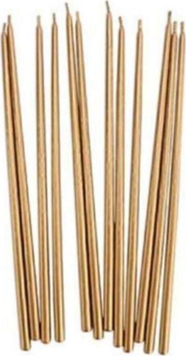 Kelebek Parti ve Kına 20 Cm Gold Pasta Mumu 6 Li Pasta Mumu - Image 1