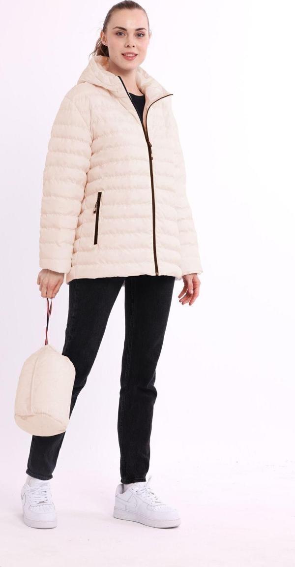 Kadın Taş Taşınabilir Çantalı Hafif Sıcak Tutucu Rüzgar Geçirmez Dolumlu Spor Mont - Image 1