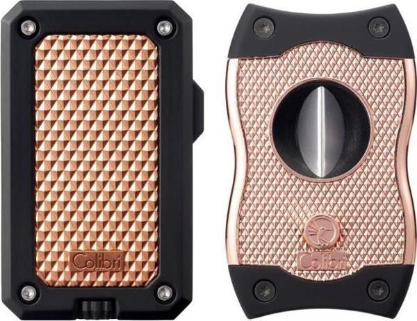 Colibri Rally Siyah-Rose Gold Tek Torch Çakmak & Siyah-Rose Gold SV-Cut Premium Puro Seti - Image 1