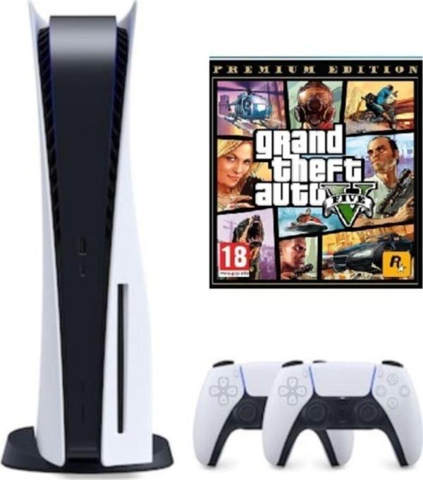 Sony Playstation 5 825 GB + 2. Dualsense Kol + PS4 GTA 5 - Image 1