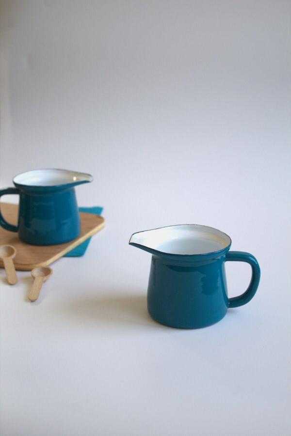 Elifle Emaye Sosluk Sütlük 200Ml Fare Sosluk Cezve Benmari Retro Vintage - Image 1