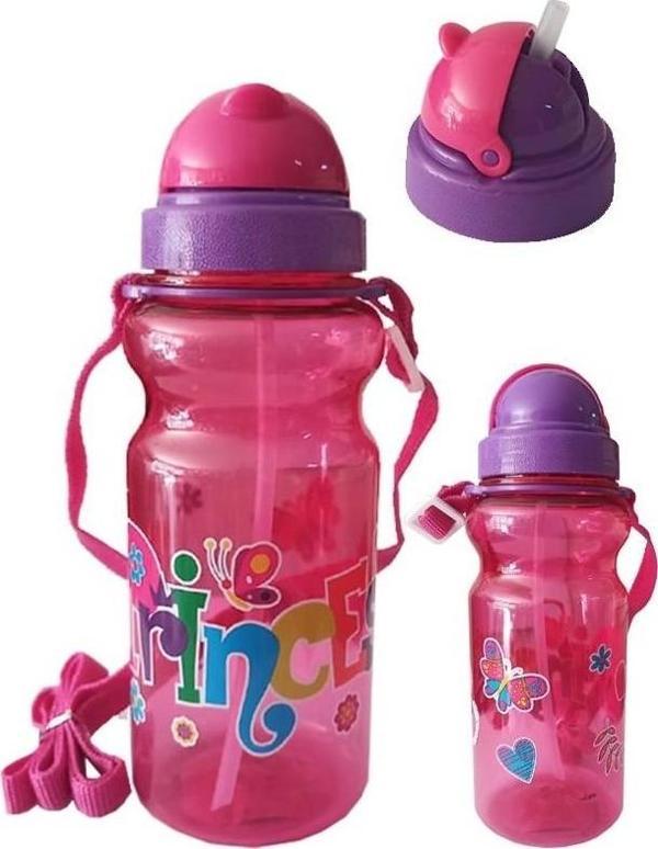 Kız Çocuk Matara 500ML Pembe 1 Adet Princess Pembe Suluk Plastik Su Matarası - Image 1