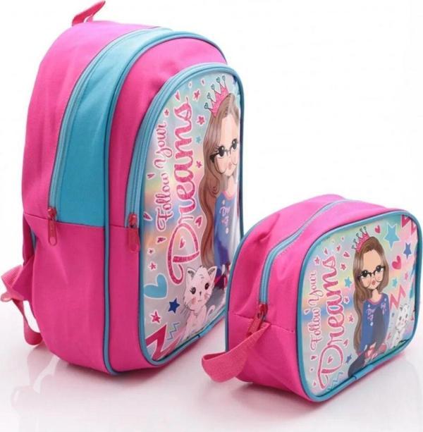 Mikro Muggle Girl Kız İlkokul Çantası ve Beslenme Çantası 2li Set Pembe - Image 1