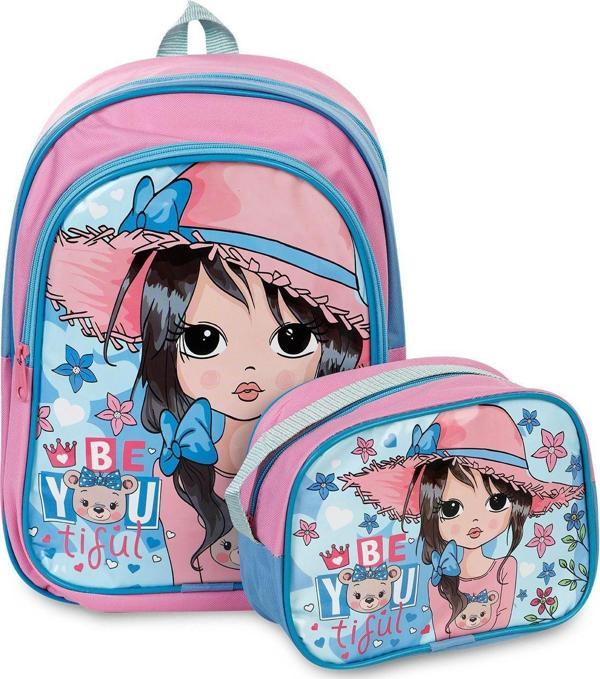 Mikro Muggle Girl Kız İlkokul Çantası ve Beslenme Çantası 2li Set Pembe - Image 1