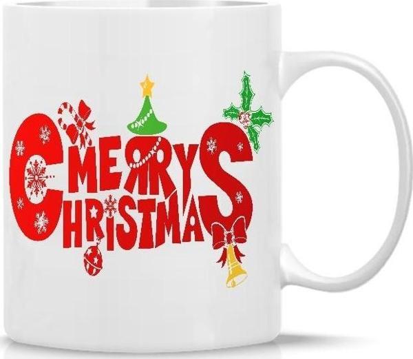Kişiye Özel Yılbaşı Ağacı Merry Christmas Yeni Yıl Kulplu Kupa Bardak - Image 1