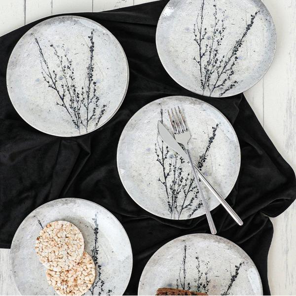 Keraart Black Little Flower Pasta Tabağı 20 Cm 6 Adet 20974 - Image 1