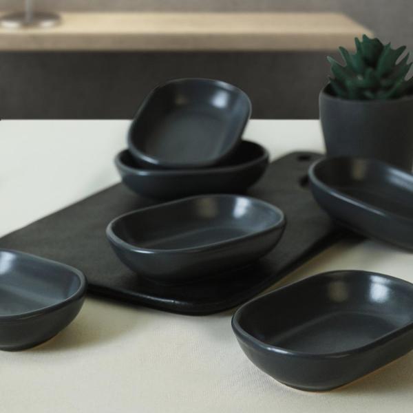 Keramika Mat Koyu Gri Noyan Çerezlik 11 Cm 6 Adet 627 - Image 1