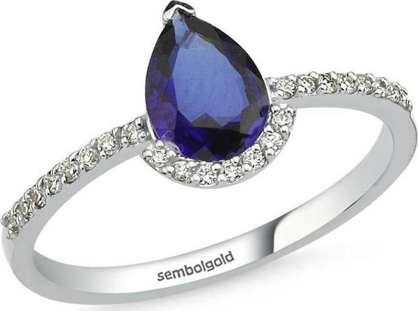1.05 Karat Pırlanta Safir Yüzük F - Vs2  Beyaz Altın - Image 1