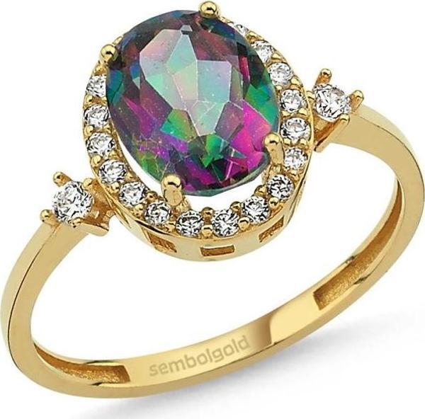 Altın Yüzük 14K Mistik Topaz Taşlı 2,50 Karat Anturaj - Image 1