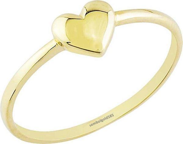 Kalp'li Altın Yüzük Sade 14 K Gold - Image 1