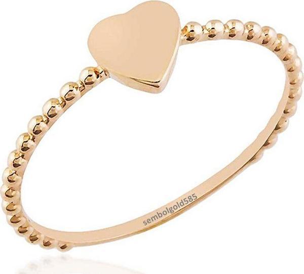 Kalp'li Rose Altın Yüzük Top 14 K Gold - Image 1
