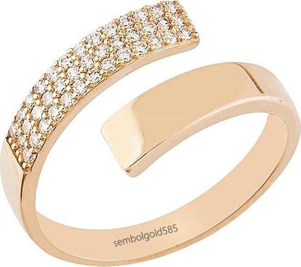 Rose Altın Eklem Yüzük Taşlı 14K Gold - Image 1