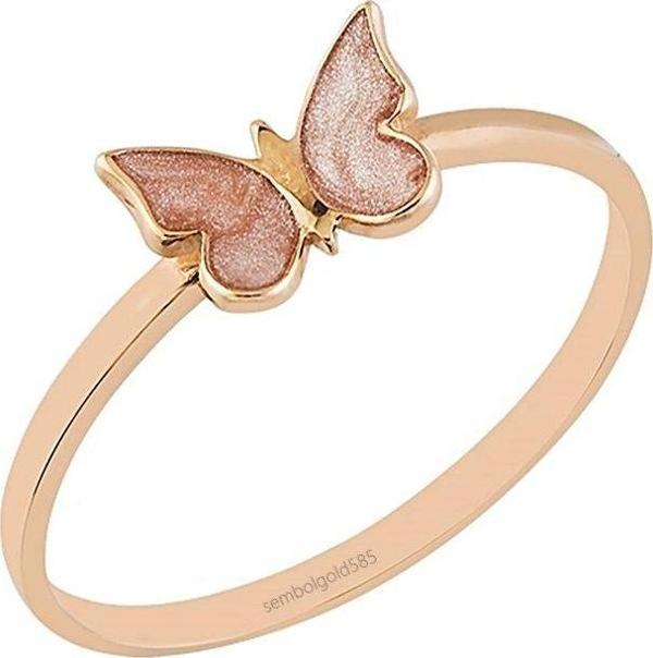 Rose Altın Kelebek Yüzük Sedefli 14K - Image 1