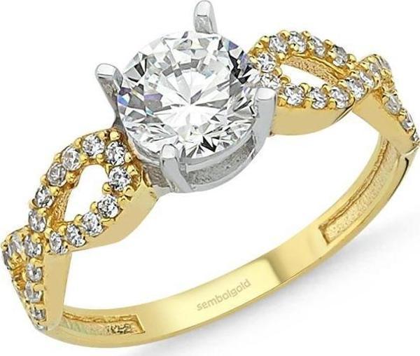 Altın Tektaş Yüzük 0.85 karat Zirconia Sonsuzluk - Image 1
