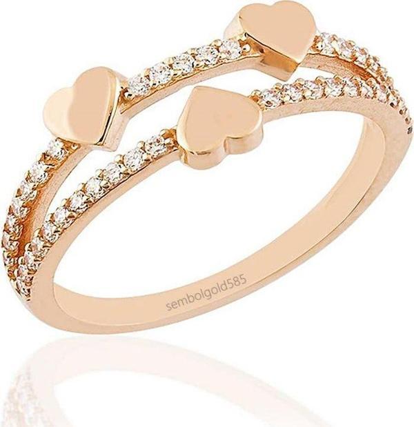 Kalp Rose Altın Yüzük 14K Gold - Image 1