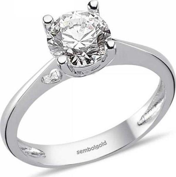 Altın Tektaş Yüzük Özel Tasarım Swarovski - Image 1