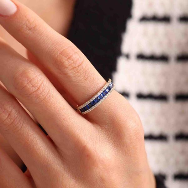 Yarım Tur Altın Yüzük Sapphire - Image 1