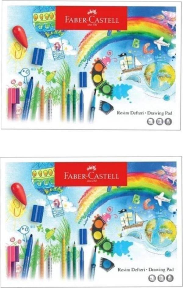 Faber-Castell Karton Kapak Resim Defteri 25X35 Cm 15 Yaprak (5075400025) 2'Li - Image 1