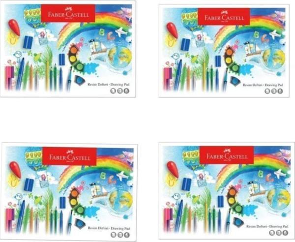 Faber-Castell Karton Kapak Resim Defteri 25X35 Cm 15 Yaprak (5075400025) 4'Lü - Image 1