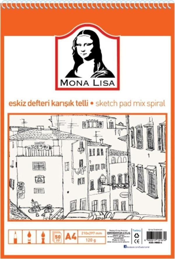 Südor Mona Lisa Eskiz Defteri Karışık Telli A4 50 Yaprak - Image 1
