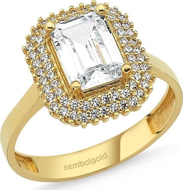 Altın Baget Tektaş Yüzük 2,00 karat Zirconia - Image 1