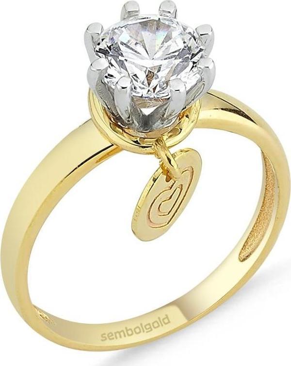 Altın Tektaş Yüzük 1,00 karat Zirconia Sevgililer Günü - Image 1