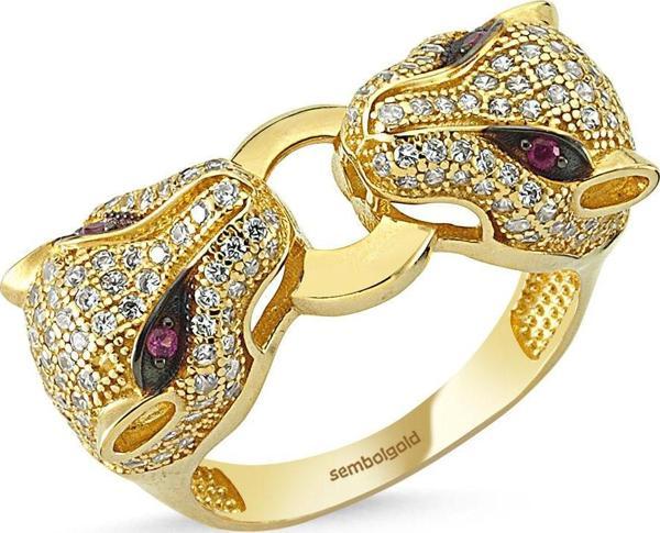 Kaplan Altın Yüzük Çift Başlı 14K Gold - Image 1