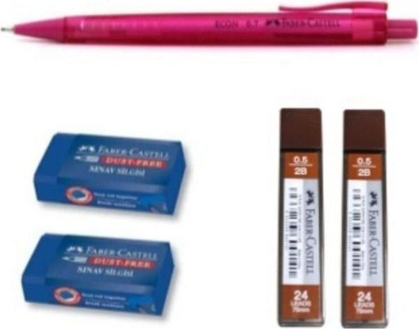 Faber-Castell Econ 0.7 + 2 Adet Sınav Silgisi + 2 Adet 0.7 Mm Uç Seti - Image 1