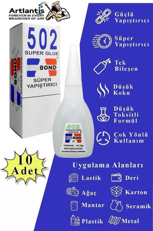 502 Japon Yapıştırıcı 10 Adet 20 gr Hızlı Yapıştırıcı Evobond 502 Süper Yapıştırrıcı Orjinal Seramik Plastik Metal - Image 1