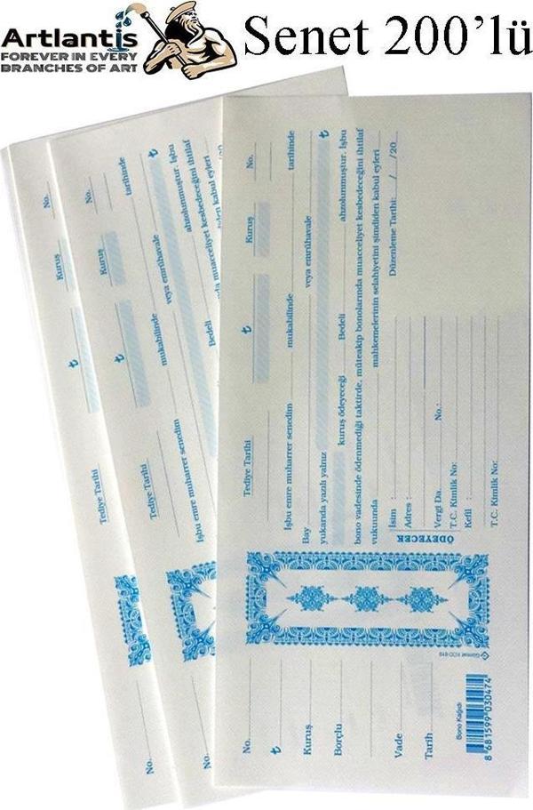 Senet Koçanı 200 lü 1 Paket Senet Bono Borç Alacak Senedi Poşetli 12x25 cm - Image 1